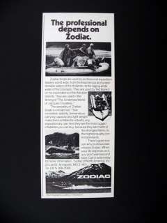 Zodiac Inflatable Boats boat Used by Pros 1977 print Ad  