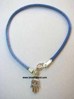 Israel Blue String Kabbalah Silver Hamsa Charm Bracelet  