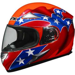 AFX FX 90 Full Face Motorcycle Helmet Orange Rebel Flag  
