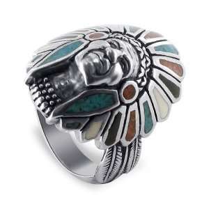  Sterling Silver Turquoise Gemstone Southwestern Band Ring 