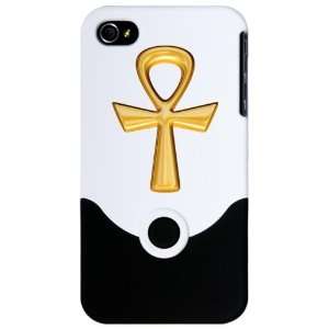   iPhone 4 or 4S Slider Case White Egyptian Gold Ankh 