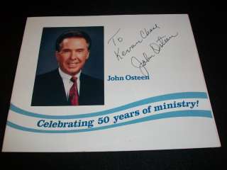 Lakewood Church Founder John Osteen (d.99) Auto Signed Ministry 