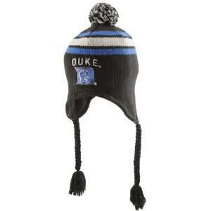 Duke Blue Devils Black Fargo Stripe Tassel Knit Beanie 