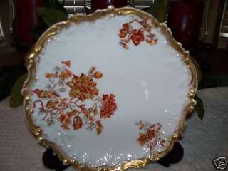Antique Limoges France 73/4 Decorative Porcelain Plate Floral& Gold 
