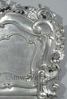   Mahogany Antiqued Silver Finish French Rococo Carved King Bed b003sa