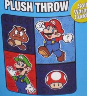 New Mario Bros Luigi Super Plush Gift Throw Blanket Nintendo 1UP 