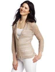 Jones New York Womens Crochet Cardigan Sweater