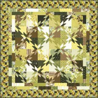 Moda Basic Grey Origins Fabric Star Quilt Kit Tote 76 Inches Green 