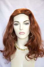 Fox Red Red Long Human Hair Straight Wavy Skin Top Wigs  