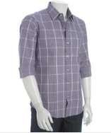 Zachary Prell purple plaid cotton button front shirt style# 315271401