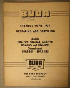 BUDA DIESEL ENGINES OPERATION AND SERVICING INSTR.  