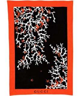 Gucci orange cotton terry coral and seahorse print towel   up 