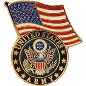   Army Logo with American Flag Pin 1 1/4 Arts, Crafts & Sewing