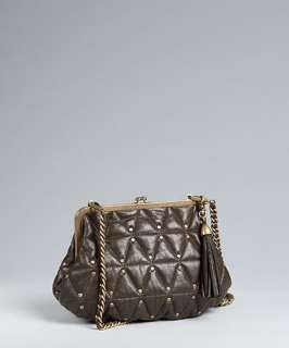 Rebecca Minkoff olive quilted leather Kiss studded frameshoulder bag