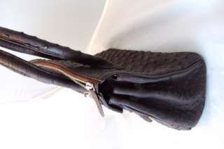 Genuine Ostrich Leather Handbag Dark Chocolate Color Ostrich Body 