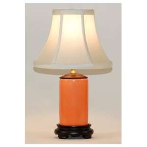   Peach Porcelain Accent Table Lamp with Silk Shade