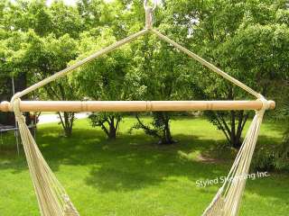Deluxe Extra Large Tan Cotton Rope Hammock Swing Chair  