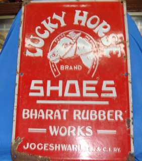 Old Vintage Porcelain Enamel Shoes Sign Board from India 1930 Very 