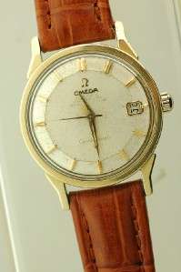 MENS OMEGA CONSTELLATION AUTOMATIC GOLD SHELL WRIST WATCH PIE PAN DIAL 