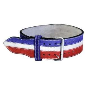  Leather Power Weight Lifting Belt  4 Red/White/Blue 