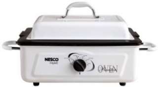 Nesco 5 Quart White 120V Electric Roaster Oven with Porcelain Cookwell 