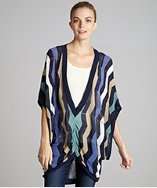 Autumn Cashmere navy knit ruched flame stitched kimono top style 