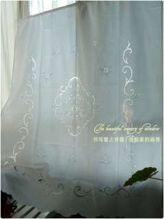 Vintage Embroidery/Cutwork White large Cotton Curtain Panel  
