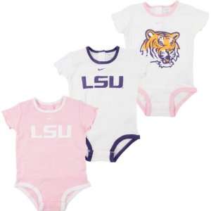  LSU Tigers Nike Newborn Girls 3 Pack Creeper Set Sports 