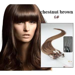   MICROLOOP Color 06 Medium Chesnut Brown Human Hair Extensions Beauty