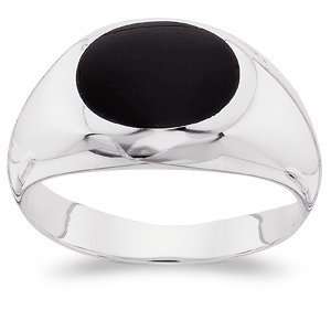   Mens Sterling Silver Genuine Oval Black Onyx Ring, Size 10 Jewelry