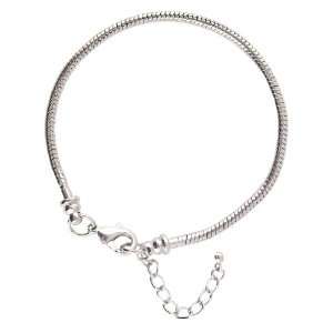   Beads Wont Fall Off + 1 1/2 Extension Chain   Silver Tone Metal (8 1