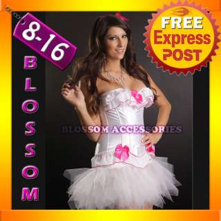 8822 Burlesque Moulin Rouge Costume Bridal White Pink Madonna Corset 