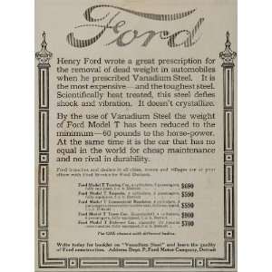 RARE ORIGINAL 1912 Ford Model T Ad Vanadium Steel   Original Print Ad