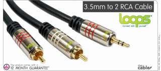 LOOPS® 5M   3.5MM JACK PLUG TO 2 RCA MALE CABLE LEAD  