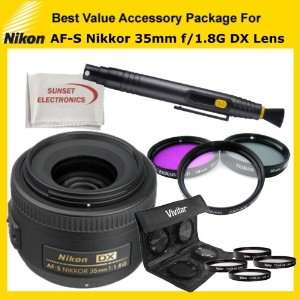  Nikon AF S DX NIKKOR 35mm f/1.8G Lens Kit Includes: Nikon 