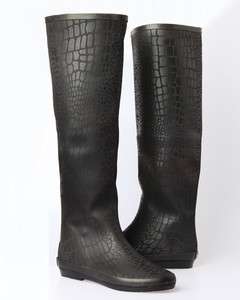   Womens NEW Australia Black Crocodile Print Rain Snow Boots 6 M