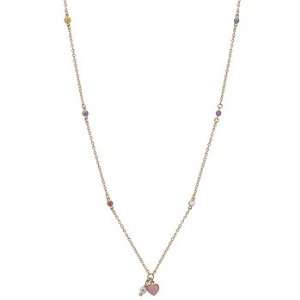  14k Gold Bonded Necklace Pink Heart Pearl Pendant Jewelry