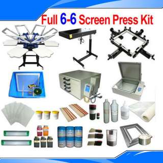   Color 6 Station T shirt Screen Printing Press Equipment Supply Kit @b