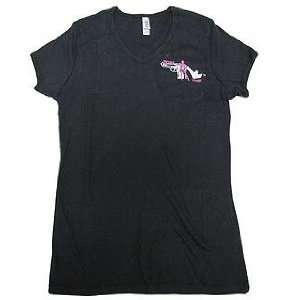 New   Pistols and Pumps Short Sleeve Bella T Shirt Blk Sm   PP100 BLK 