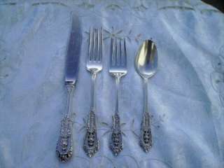 WALLACE STERLING SILVER ROSE POINT 4 PIECE PLACE SETTING  