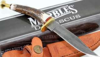 Marbles Knives Damascus Caper Caping Stag Bone Skinning Hunting Knife 