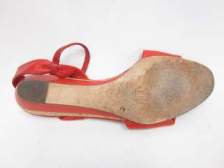  Red Leather Slingback Wedges Sandals Sz 9  