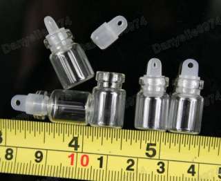 10 x MINI empty GLASS BOTTLES vial CHARM PENDANT  