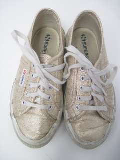 SUPERGA Girls Gold Metallic Sneakers Shoes Size 31  