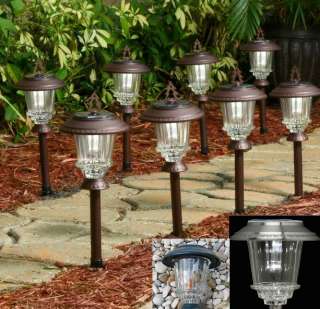 Solar Color Changing LED Lights 8 PK GARDEN PATHWAY BRONZE SILVER 
