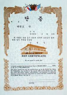 Martial Arts WTF Black Belt Dan Certificate 40 Pack  