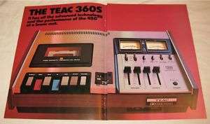 Vintage Teac 360S Cassette Tape Deck PRINT AD 1975  