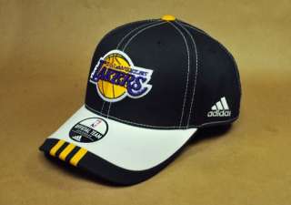ADIDAS NBA Basketball Los Angeles Lakers Team Hat Cap Black White Gold 