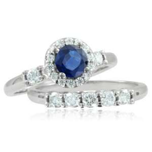  Diamond Engagement Wedding Ring Bridal Set 18k White Gold Halo Ring 