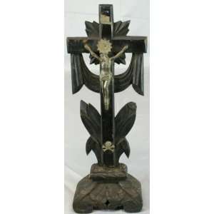   Antique French Carved Standing Crucifix Cross Skull: Everything Else